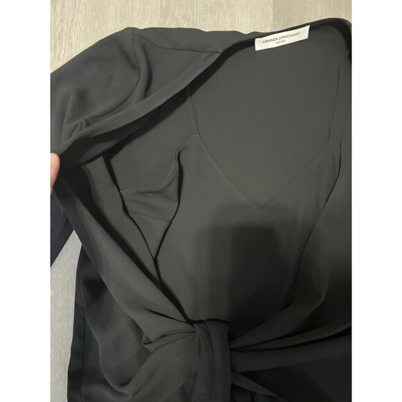 Amanda Uprichard Black Two-Layer Tie-Front Blouse – Size Small - Picture 4 of 10